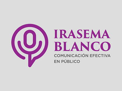 Irasema Blanco - Logotipo bubble communications courses feminine mass media microphone purple