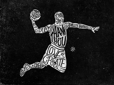 Let's Play basketball illustration lettering paint thank you type typography