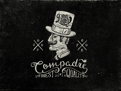 Compadre Logo clothing label compadre gentlemen illustration logo moustache paint top hat type typography vintage