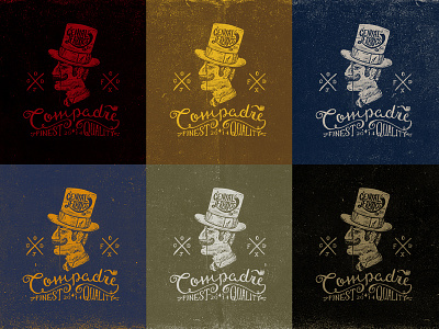 Compadre Logo - colour options clothing label colour compadre gentlemen illustration logo moustache paint top hat type typography vintage