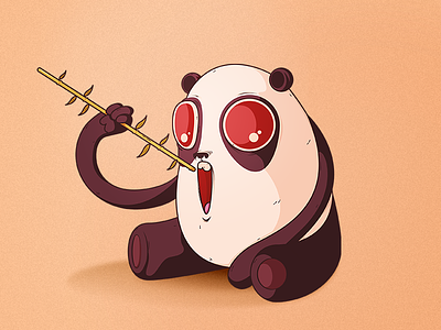 Hungry Panda cartoon character cute fat illustration panda vector
