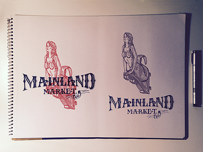 Mainland logo - rejected concepts concept hand drawn hand lettering illustration logo market paint type typography