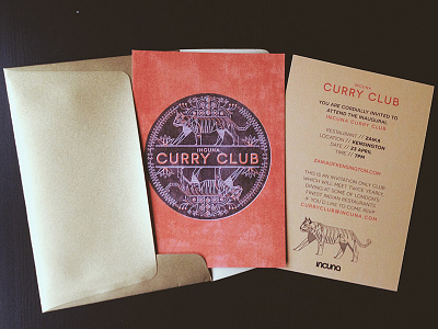 Curry Club Invite flat illustration invite line print tiger vector