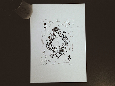 Ace of Spades ace cards illustration lino playing print skull tequila