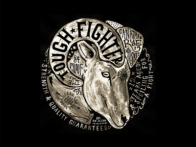 The Tough Fighter hand drawn illustration ram typography