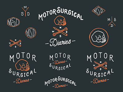 MSD - logo emblem illustration lettering line logo monogram motorcycle skull typography