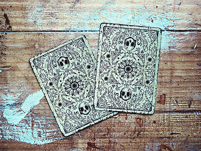 Disparos - Playing cards backs backs cards disparos hand drawn illustration mexican playing cards skull tequila