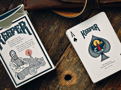 Keeper - Ace of Spades illustration lettering light house ocean playing cards sea typography waves