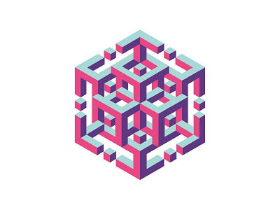 Cubes bold colourful illusion illustration impossible shape