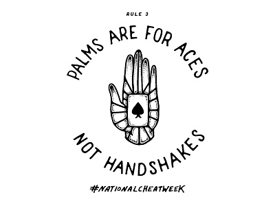 Palms are for aces ace cheating hand hand drawn illustration ink lettering playing cards tattoo type typography