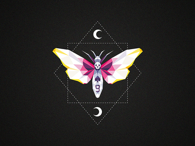 Low Poly Moth - Carpe Noctem Deck ace bold colourful illustration low poly magic moon moth playing cards spades