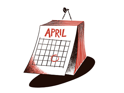 Calendar april calendar cartoon countdown date hand drawn illustration ink retro shadow vintage