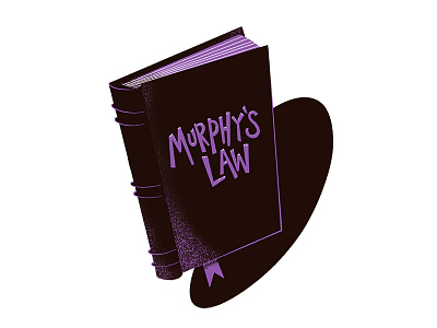 Murphy's Law book cartoon classic hand drawn illustration ink leather proverb purple retro shadow vintage