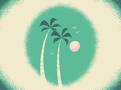 Palm Trees 50s beach bold cartoon dots illustration palm trees retro stipple summer sun vintage