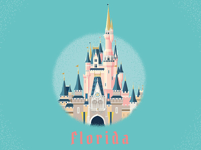Florida Castle bold cartoon castle cinderella disney disney world florida geometric illustration retro stipple vintage