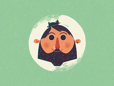 My very own face 50s beard bold cartoon face illustration profile retro stipple stylised vintage