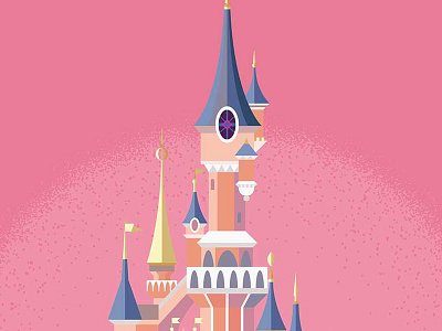 Paris Disney Castle bold castle colourful disney disneyland geometric illustration minimal paris pink