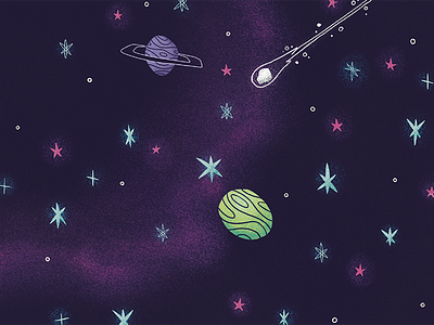 Space Race 50s bold cartoon galaxy illustration planets retro space stars vintage