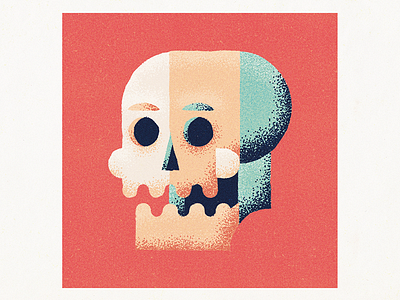 Quite the grin bold cartoon colourful death illustration retro skeleton skull vintage