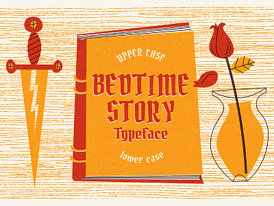 Bedtime Story Font cartoon colourful fairytale font illustration lettering limited palette retro rough texture typography vintage