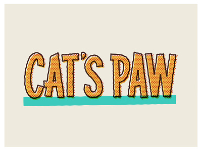 Cat's Paw Logo cartoon cat cute fun halftone illustration lettering paw print retro texture typography