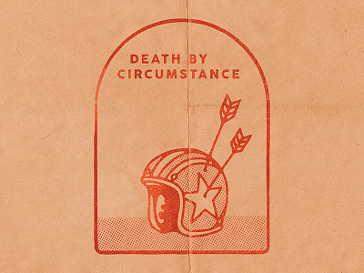 Death by Circumstance arrows black work bold death halftone hand drawn helmet illustration line motorbike stamp tattoo