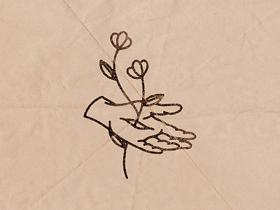 Let's grow black work bold flower hand hand drawn illustration line pierce stamp tattoo