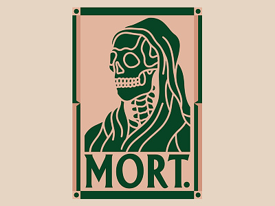 MORT. black work bold death hand drawn illustration line mort poster skull tattoo