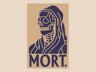 Mort. badge black work bold crest death hand drawn illustration logo mort skeleton skull tattoo