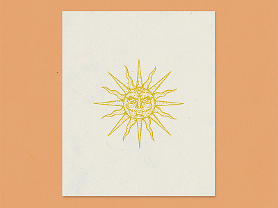 Suns Out etching gold hand drawn illustration ink logo retro sun sunshine vintage