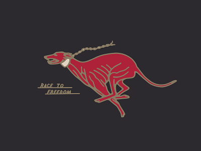 Race To Freedom blackwork bold dog greyhound hand drawn illustration ink logo retro typography vintage