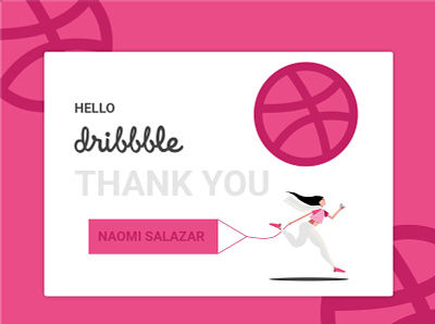 Hello Dribbble design dribbble girl hair hello hello dribbble illustration naomi pink salazar thank you thanks vector