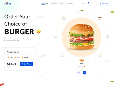 Make Your Own Burger design landing page ui