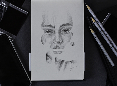 Portrait drawing - Drowning art design drawing eyes face facestructure portrait