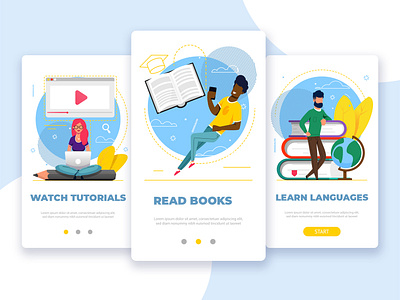 Onboarding screen app books branding colorsdesign design flat illustraion illustration mockup onboarding onboarding screen ready study tutorial ui ux vector web web app webdesign