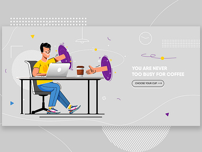 who are you today? lazy or busy? coffee design designer flat freelancer illustraion illustration illustrator landing landing page vector web web design webdesign webpage website