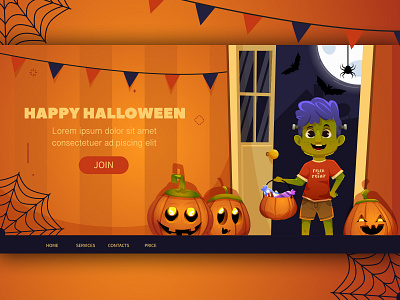 trick or treat cartoon cartoon character character flat halloween halloween design happy halloween holiday illustration landing pumpkin template trick or treat trickortreat vector web webdesign