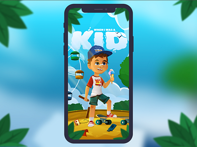 When I Was A Kid casual child game illustration kid mobile splash screen