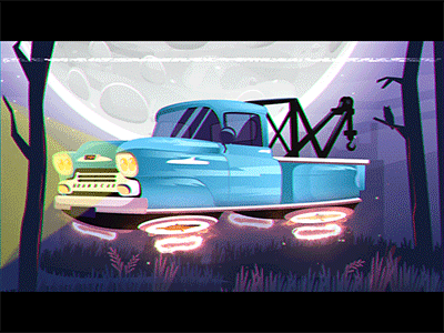 My old man's car 2d 80s 80s style animation animation 2d car flying flying car gif illustraion illustration old car pickup retro retrowave synth vector web