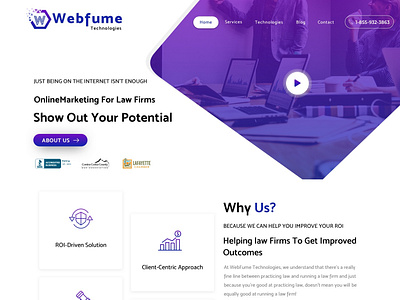 Webfume Home Page design logo ui ux website