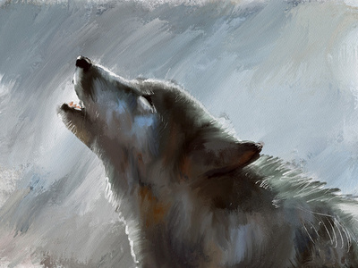 Howling Wolf (on Grey) animal painting digital painting painting procreate wolf