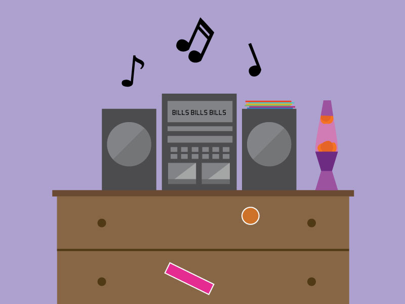 90s Bedroom wipe illustrator 90s color room art vector flat illustration