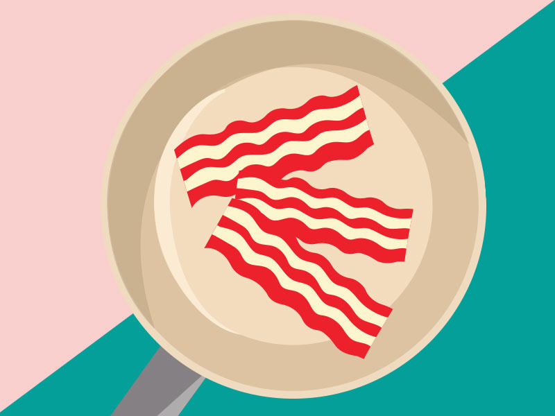 Bringing home the bacon color vector illustrator illustration