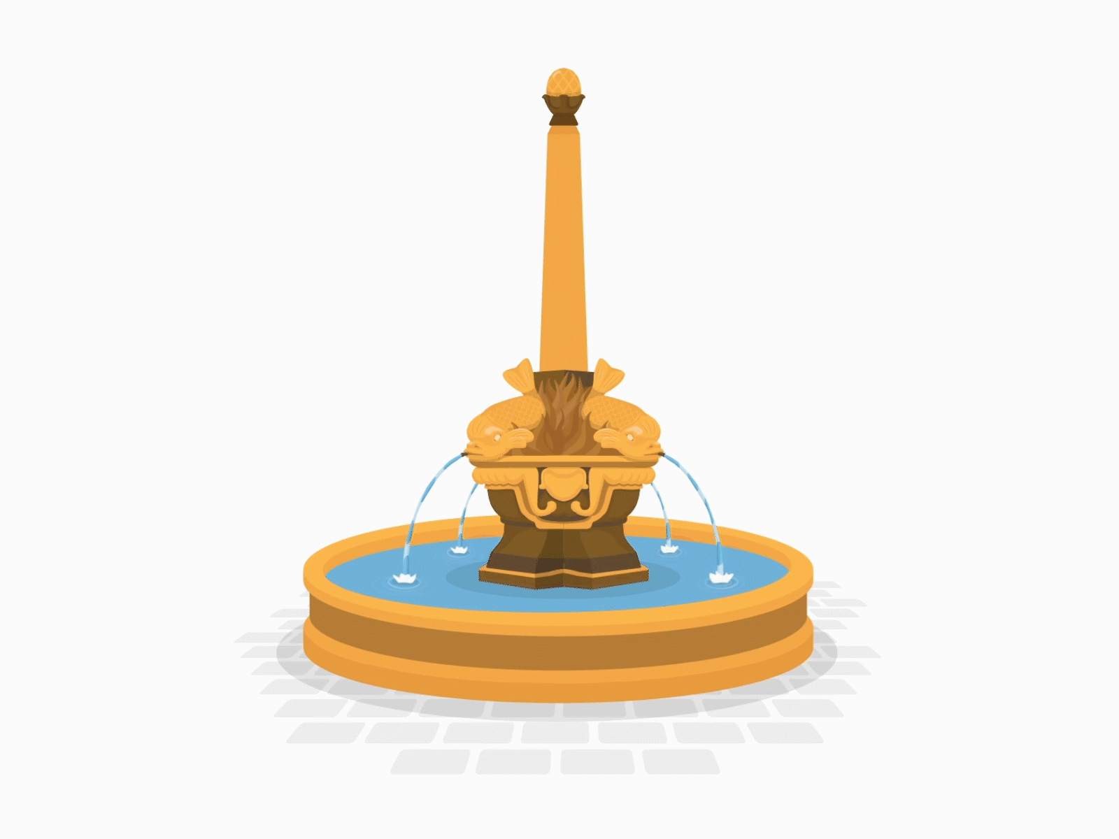 Fontaine des 4 dauphins design fountain illustration motion design