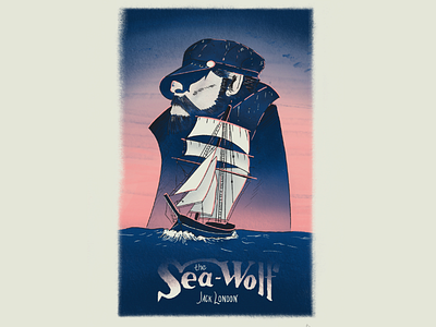 the Sea-Wolf art blue boat book color drawing gradient graphic illus illustration jacklondon novel ocean poster sail sailing sailor sea ship wild