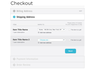 Tabbed Ecommerce Check Out System