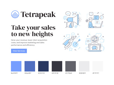 Tetrapeak Brand Identity agency blue brand identity branding branding design consulting logo logo design mountain sales