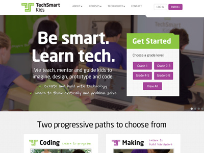 TechSmartKids Website education green kids learning purple tech technology website