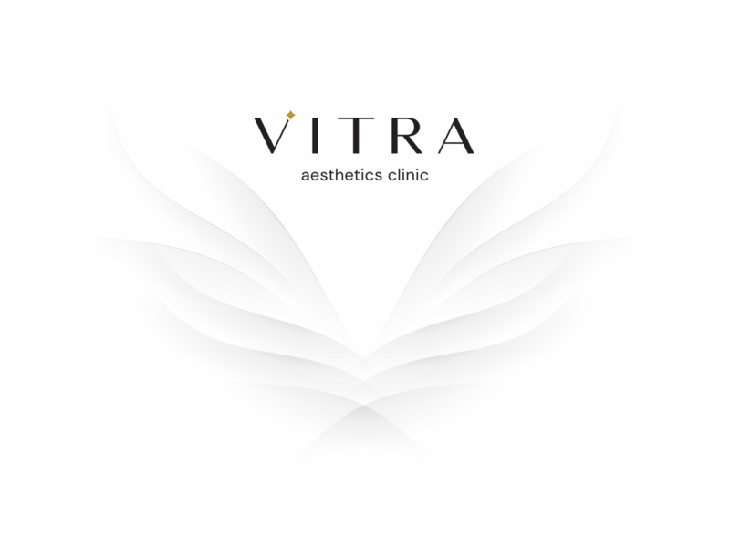 Vitra Aesthetics Clinic Logo Design angel beauty botox cosmetics halo identity logo medispa skin care star wings