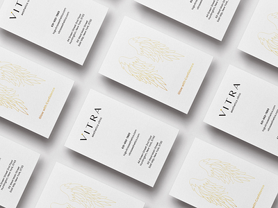 Vitra Aesthetics Clinic Business Cards angel beauty branding business card card cosmetics identity innocent logo minimal skin care